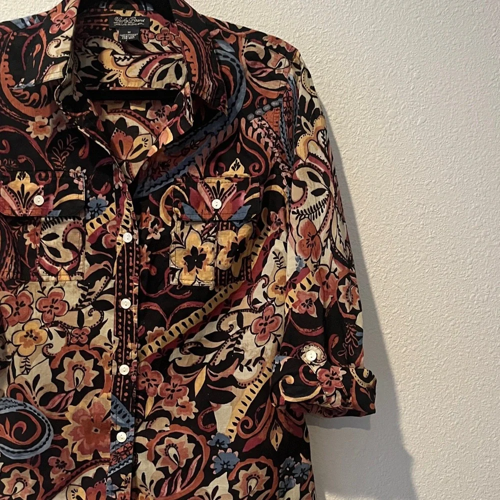 Lucky Brand Multicolor Boho Shirt,roll- up tab sleeves, 
Floral Print
SZ M - Picture 6 of 9